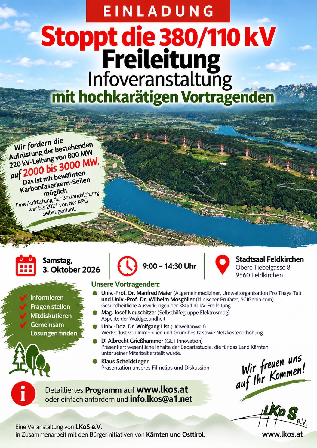 Einladung zur Infoveranstaltung am 3. Oktober 2026 im Stadtsaal Feldkirchen